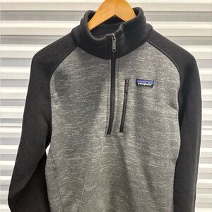 Patagonia Men's Better Sweater Quarter Zip Sweater in Gray and Black